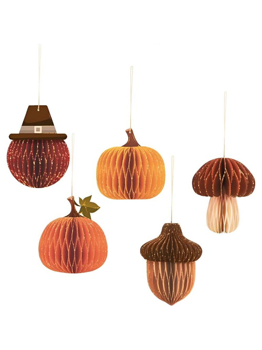 Thanksgiving Party Decorations,5 PCS Mini Gold Glitter Fall Honeycomb